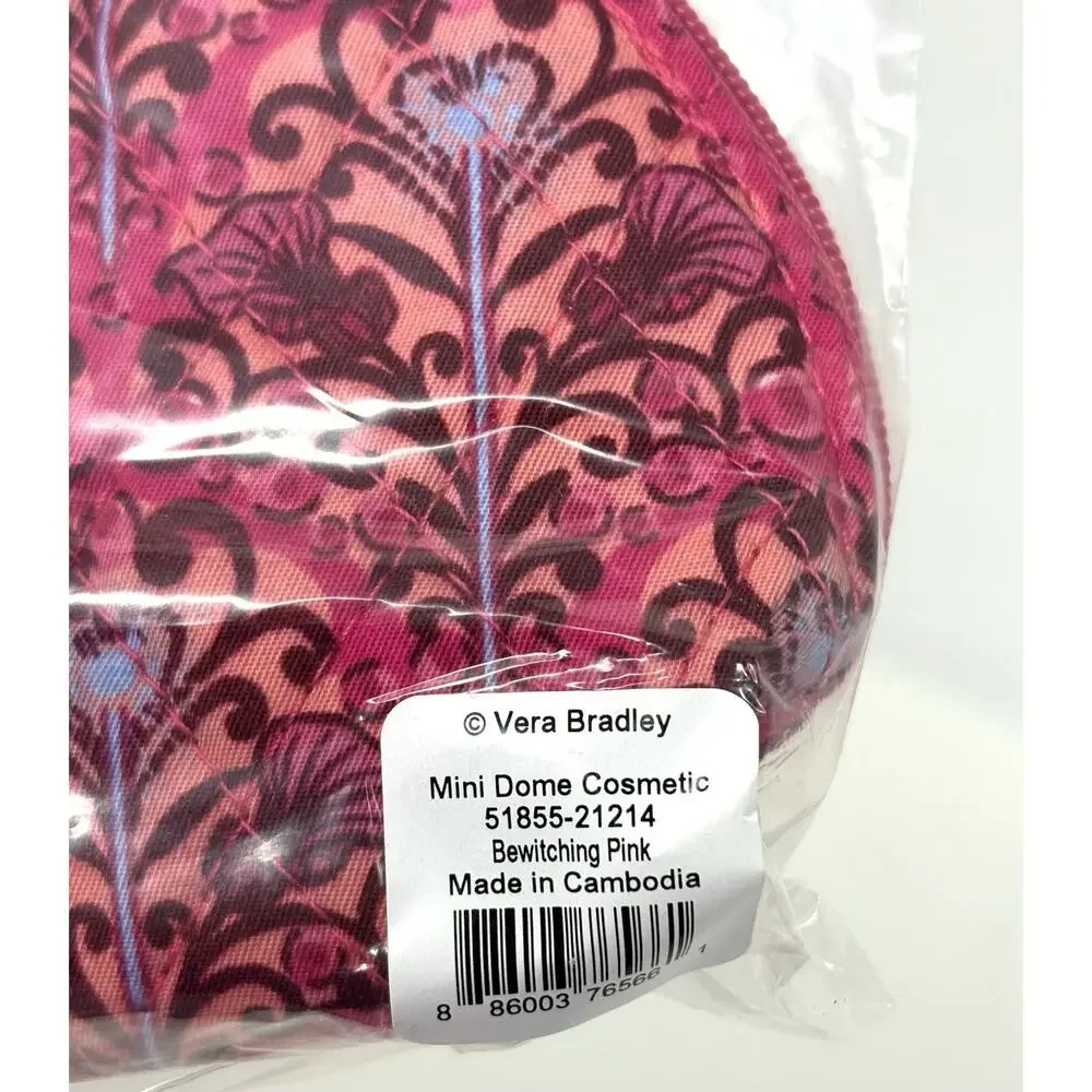 Vera Bradley Wicked Mini Dome Cosmetic Bag Makeup Pouch Bewitching Pink Small